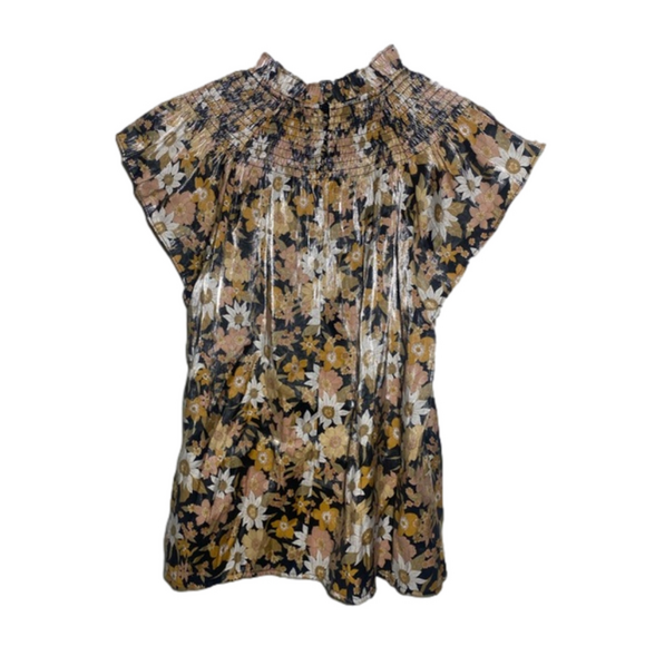 Moodie Floral Smocked Blouse Size Medium - Picture 5 of 7